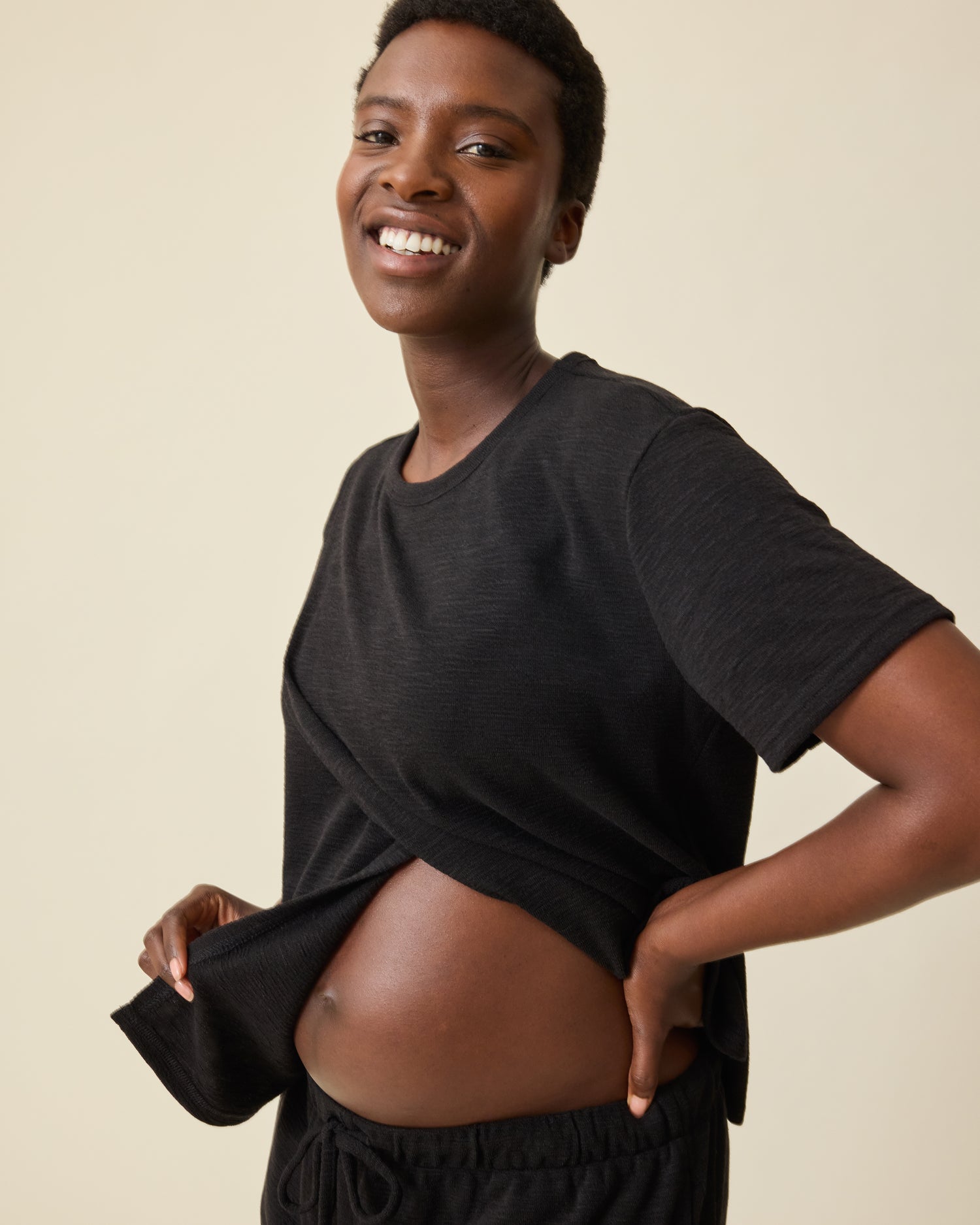 Luxe Terry Maternity & Nursing Split Hem T-shirt