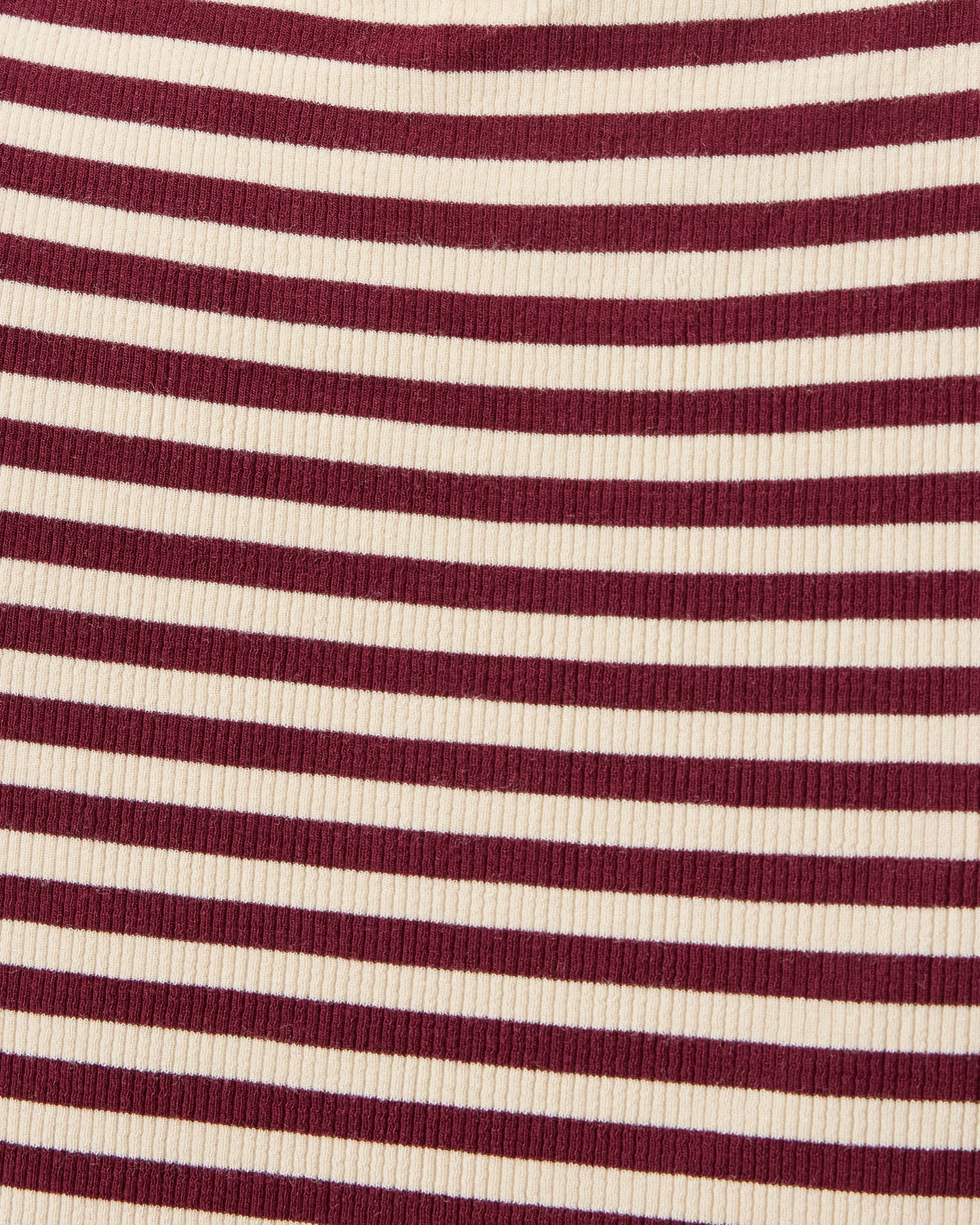 Close up of Ribbed Bamboo Scoop Neck Nursing Tank in Garnet Stripe.