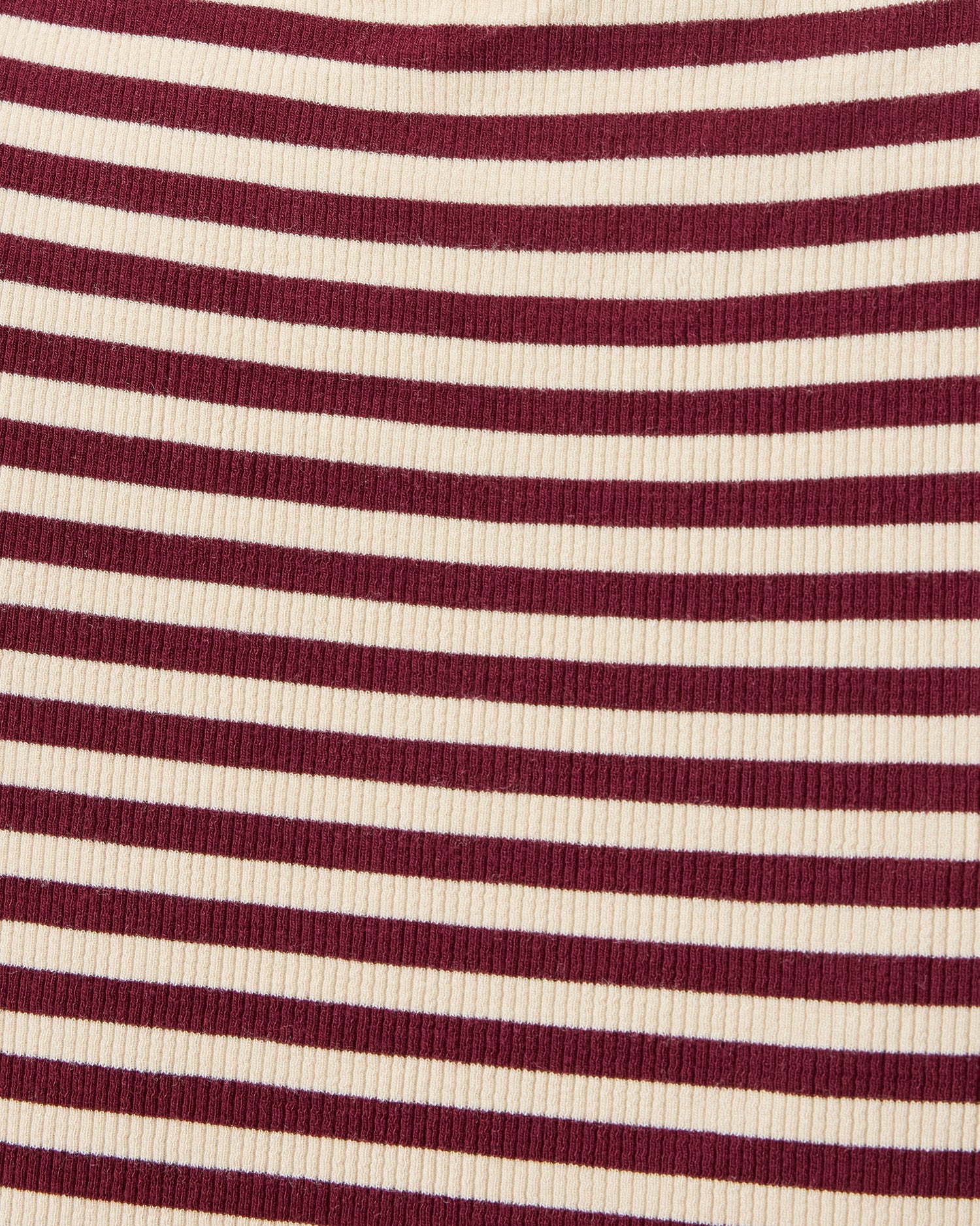 Close up of Ribbed Bamboo Scoop Neck Nursing Tank in Garnet Stripe.