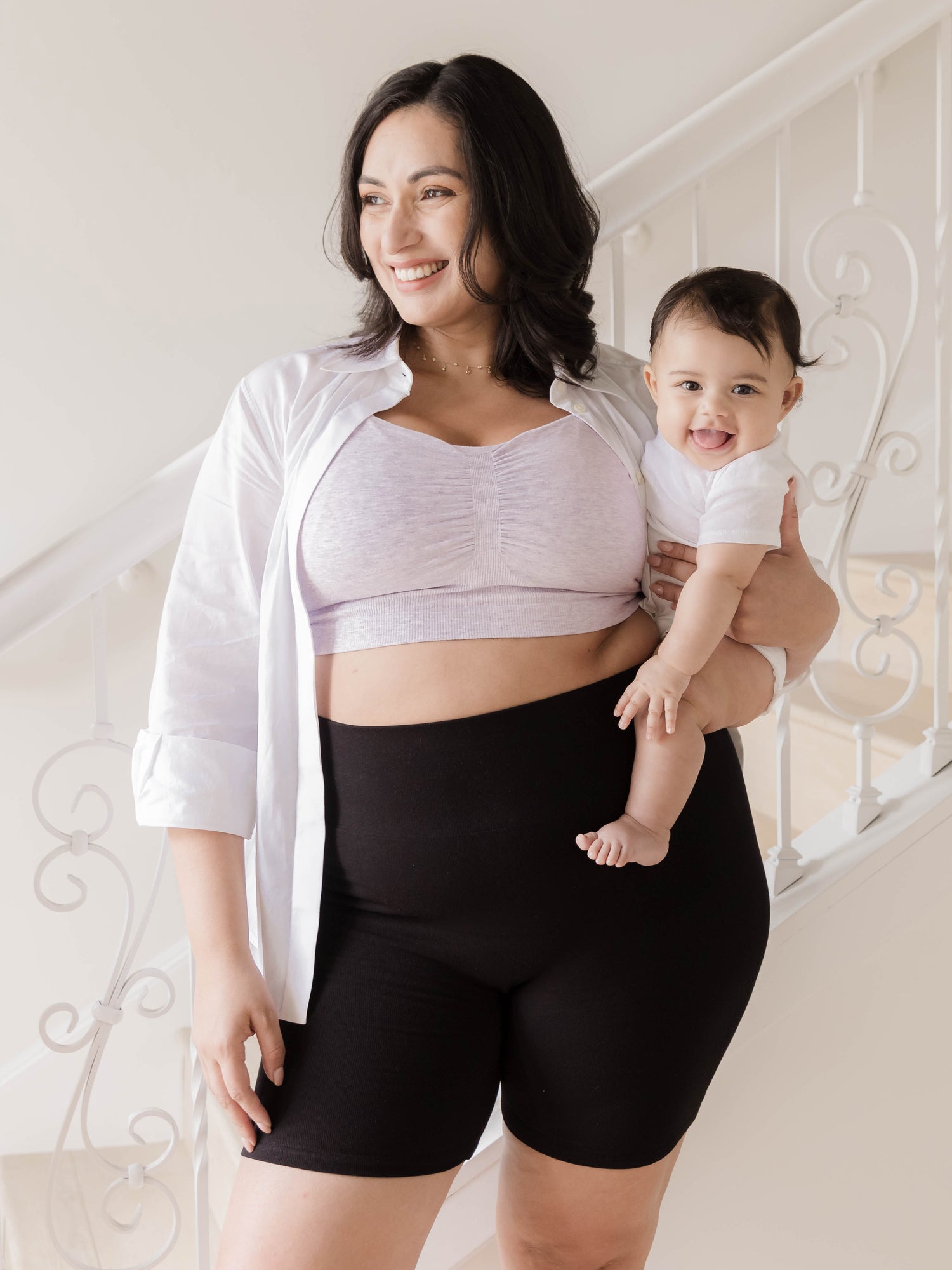 Sublime® Bamboo Hands-Free Pumping Lounge & Sleep Bra | Lavender Heather - Kindred Bravely  @model_info:Connie is wearing an X-Large Busty.