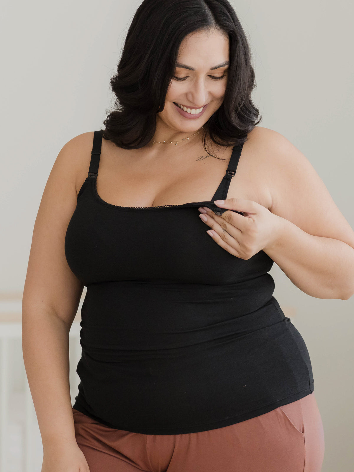 Picot Trim Nursing Camisole | Black - Kindred Bravely