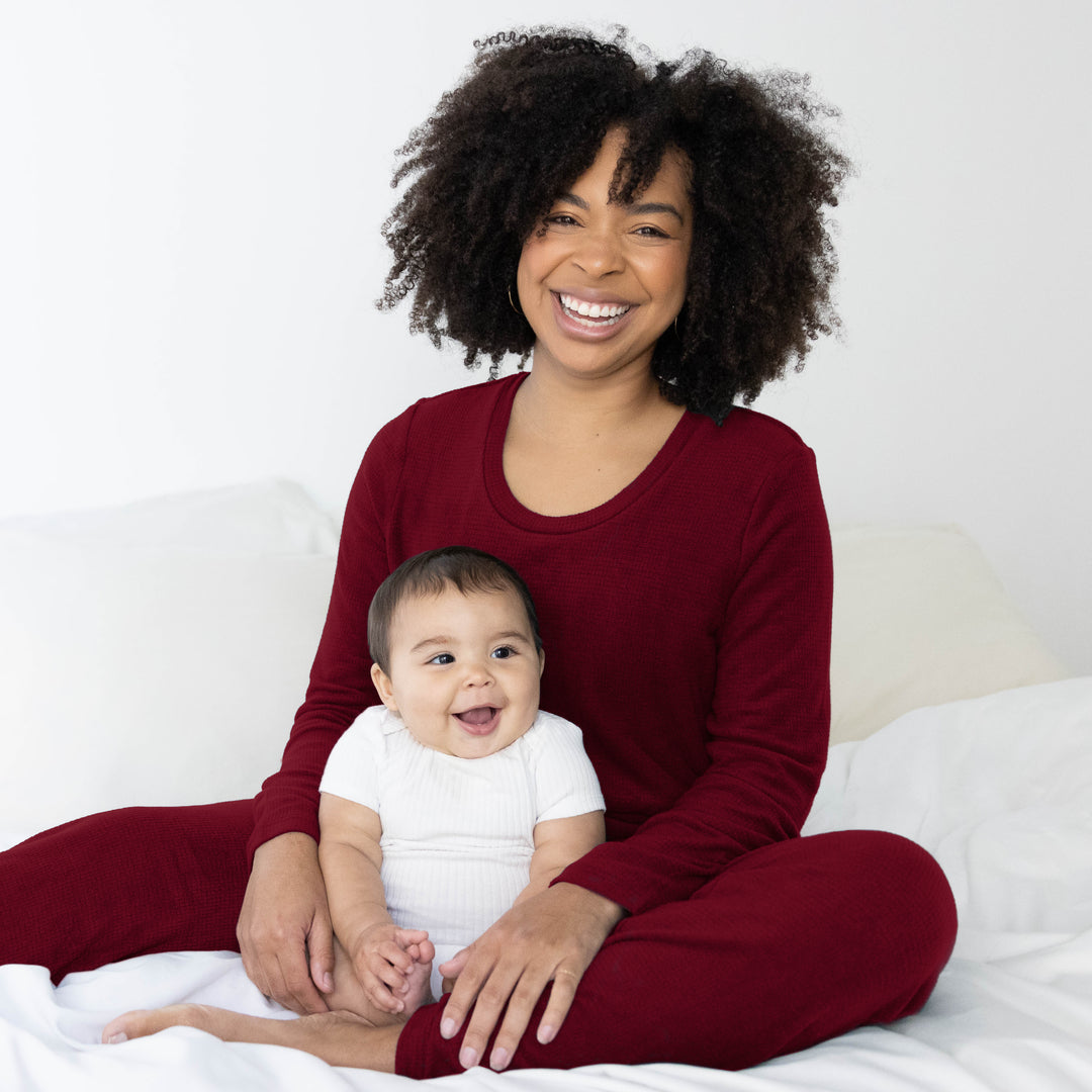 Fleece Nursing & Maternity Pajama Set | Deep Red
