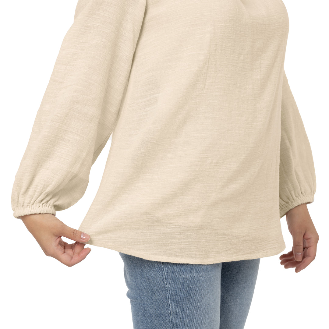 Long Sleeve Nursing Blouse | Warm Sand-Tops-Kindred Bravely