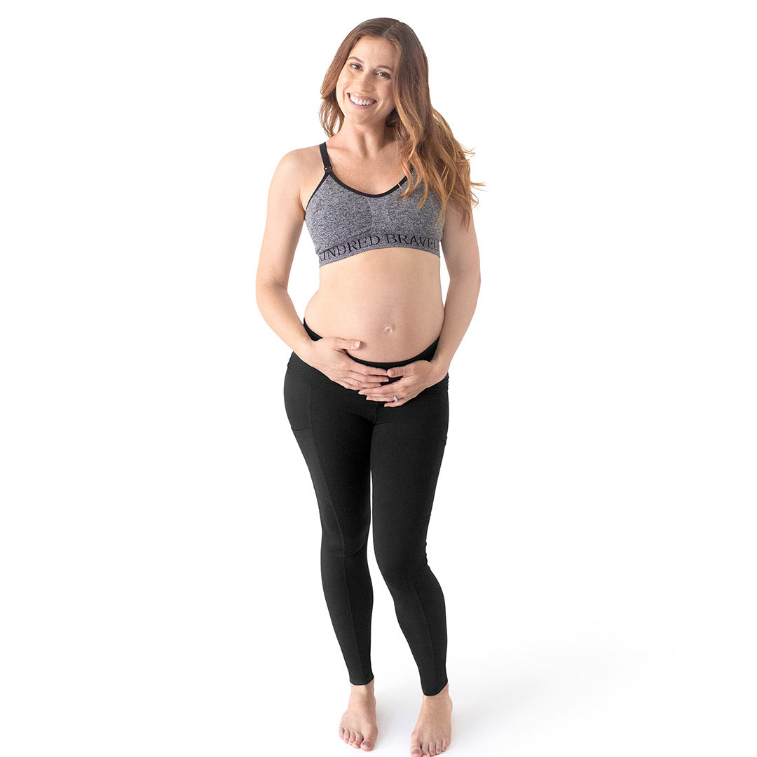 Louisa Maternity & Postpartum Support Leggings | Pocket Style - Black-Bottoms & Dresses-Kindred Bravely