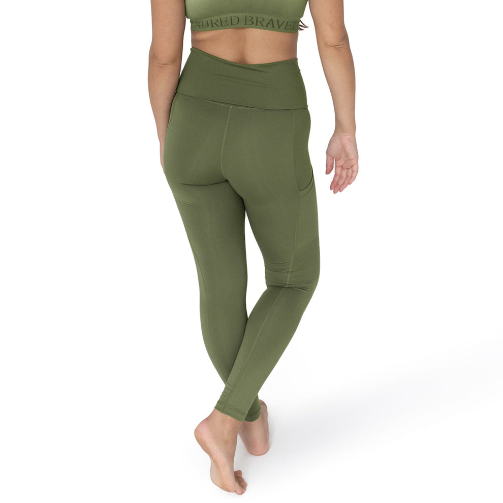 Louisa Maternity & Postpartum Support Leggings Pocket Style Olive