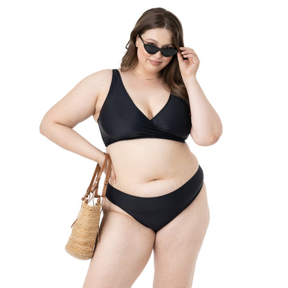 Low Rise Maternity & Postpartum Bikini Bottoms | Black-Swimwear-Kindred Bravely