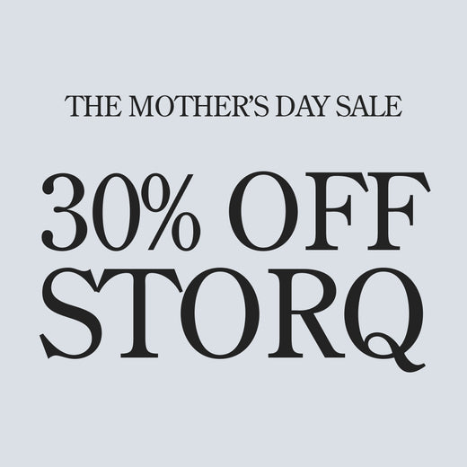 Black text on grey background: The Mother's Day Sale, 30% Off STORQ