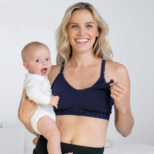 Sublime® Hands-Free Pumping & Nursing Sports Bra | Navy