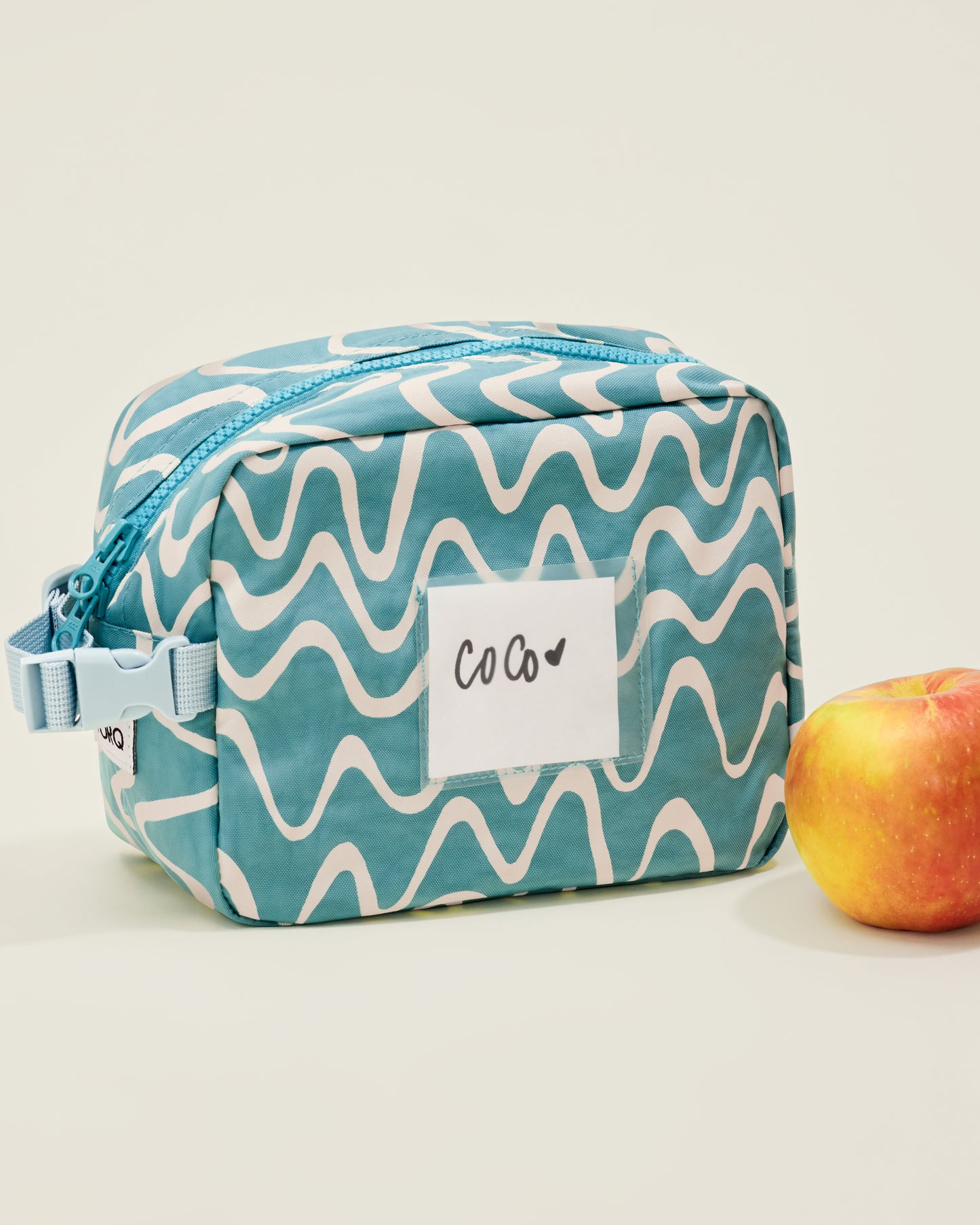 Mini Cooler Bag in the Blue Waves print with a name tag 