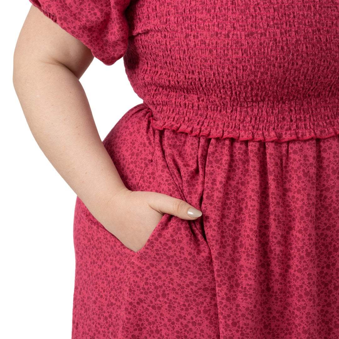 Madeline Smocked Nursing & Maternity Dress | Raspberry-Bottoms & Dresses-Kindred Bravely