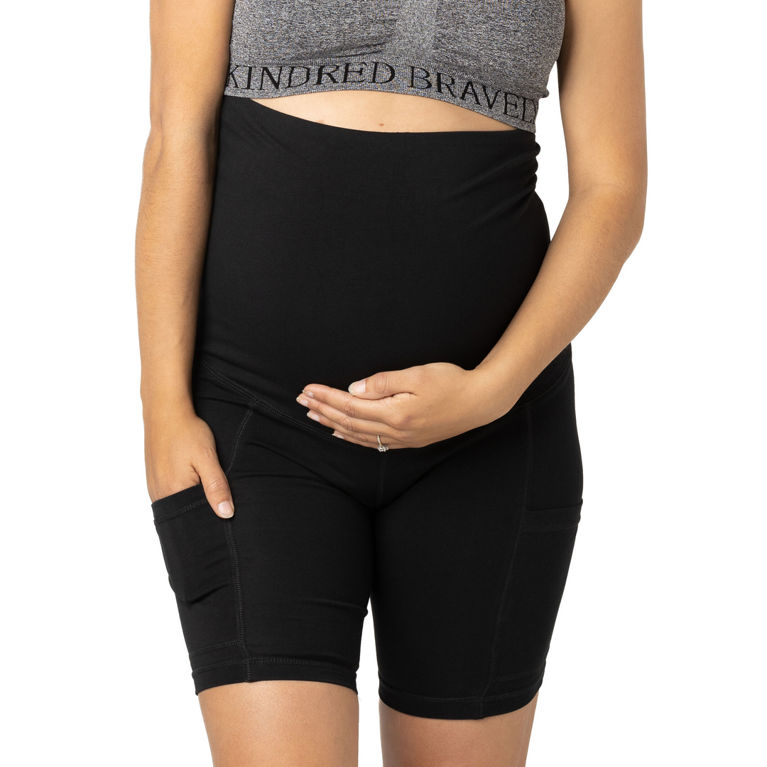 Maternity & Postpartum Bike Shorts | Black-Bottoms & Dresses-Kindred Bravely