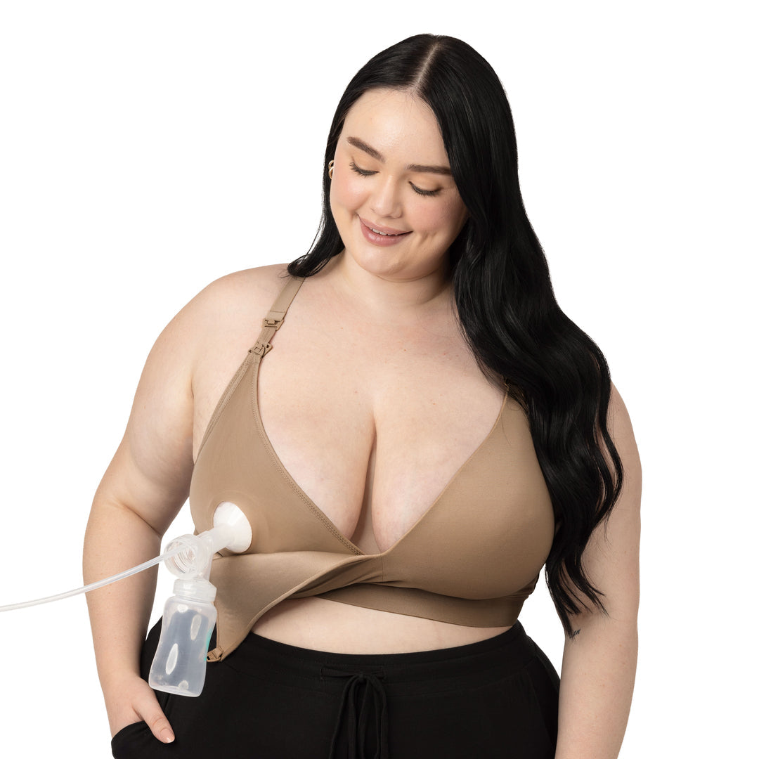 Minimalist Hands-Free Pumping & Nursing Plunge Bra | Latte-Bras-Kindred Bravely