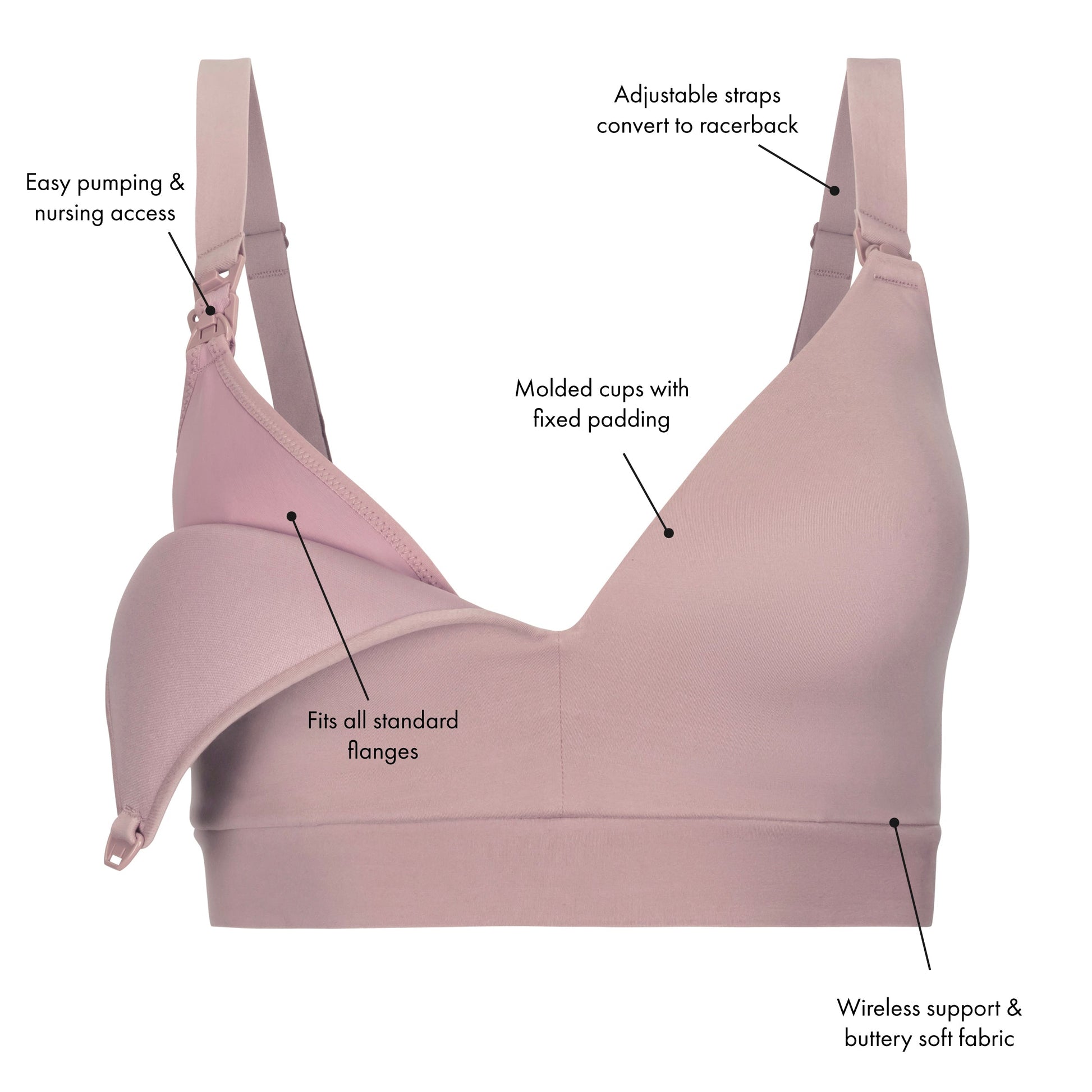 Kindred Bravely 2-Pack Minimalist Busty Pumping Bra Bundle (Black and Lilac  Stone, Medium-Busty) at  Women's Clothing store