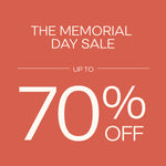 White letters on red background: The Memorial Day Sale- Up to- 70% Off. 