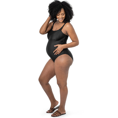 Nursing & Maternity Classic One Piece Swimsuit | Black-Swimwear-Kindred Bravely