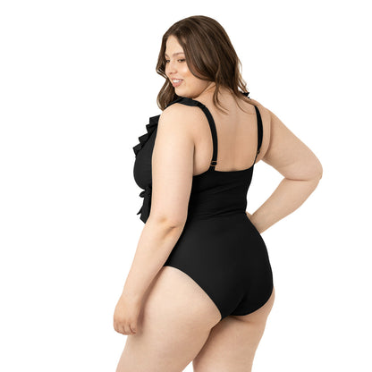 Nursing & Maternity One Piece Wrap Swimsuit | Black-Swimwear-Kindred Bravely