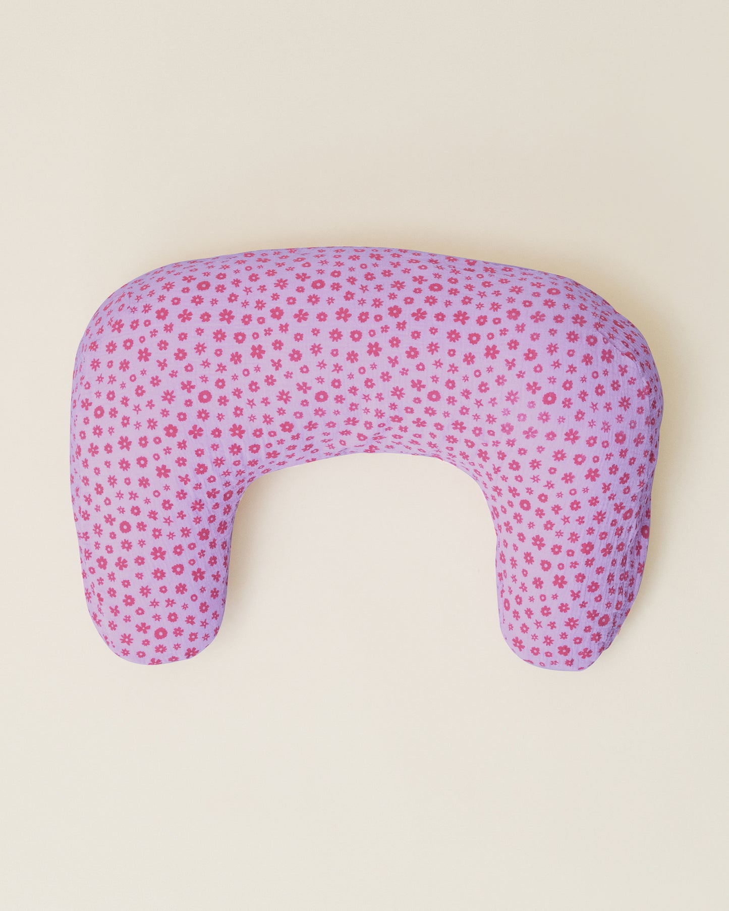 Organic Muslin Nursing Pillow Cover in the Lavender Cosmos print