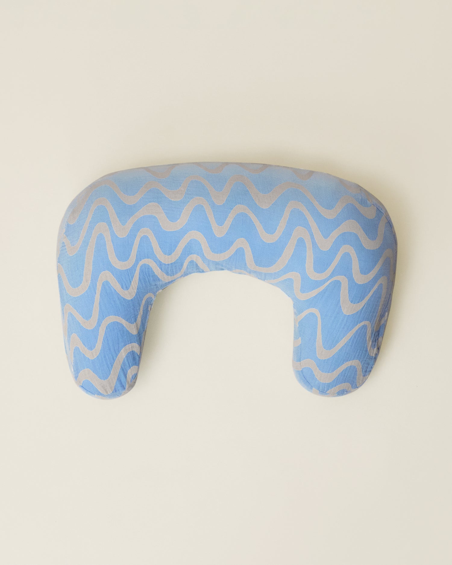 Organic Muslin Nursing Pillow Cover in the Blue Waves print