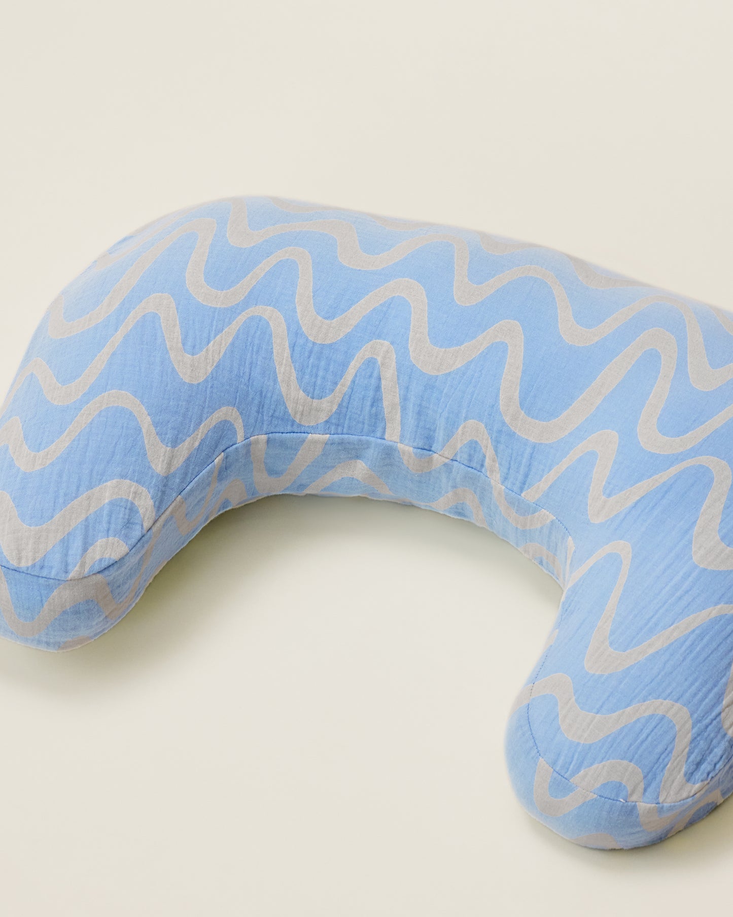 Organic Muslin Nursing Pillow Cover in the Blue Waves print