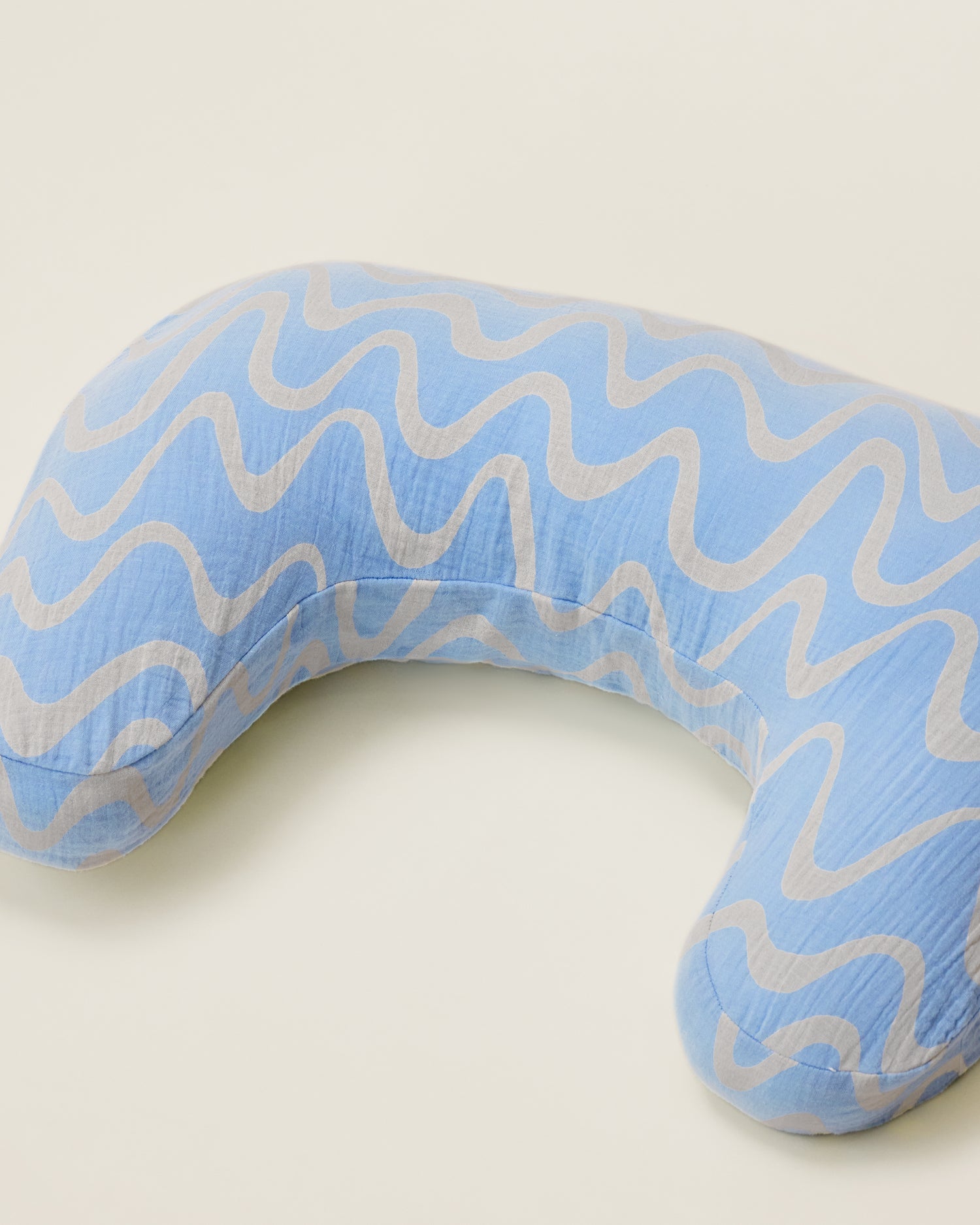 Organic Muslin Nursing Pillow Cover in the Blue Waves print