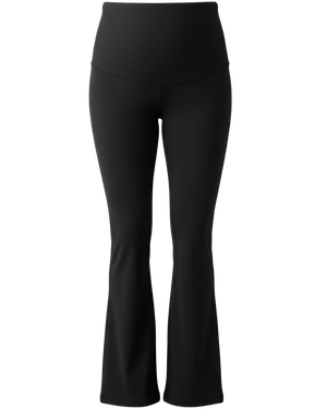 Maternity Ponte Flare Pant in Black on a white background.