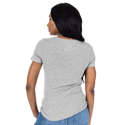 Ribbed Bamboo Maternity V-neck T-shirt | Grey Heather-Tops-Kindred Bravely