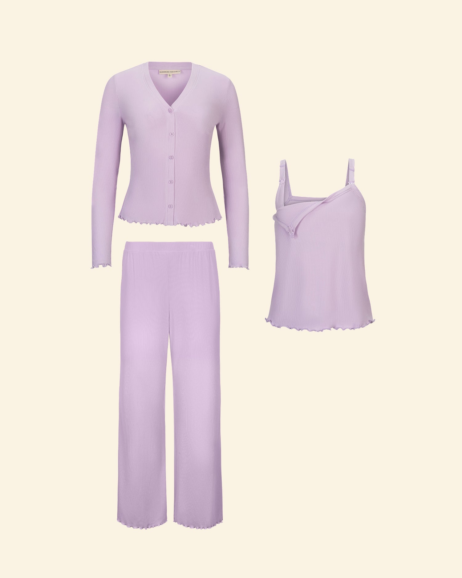 Ribbed Modal Nursing Lounge Set | Lavender - Kindred Bravely