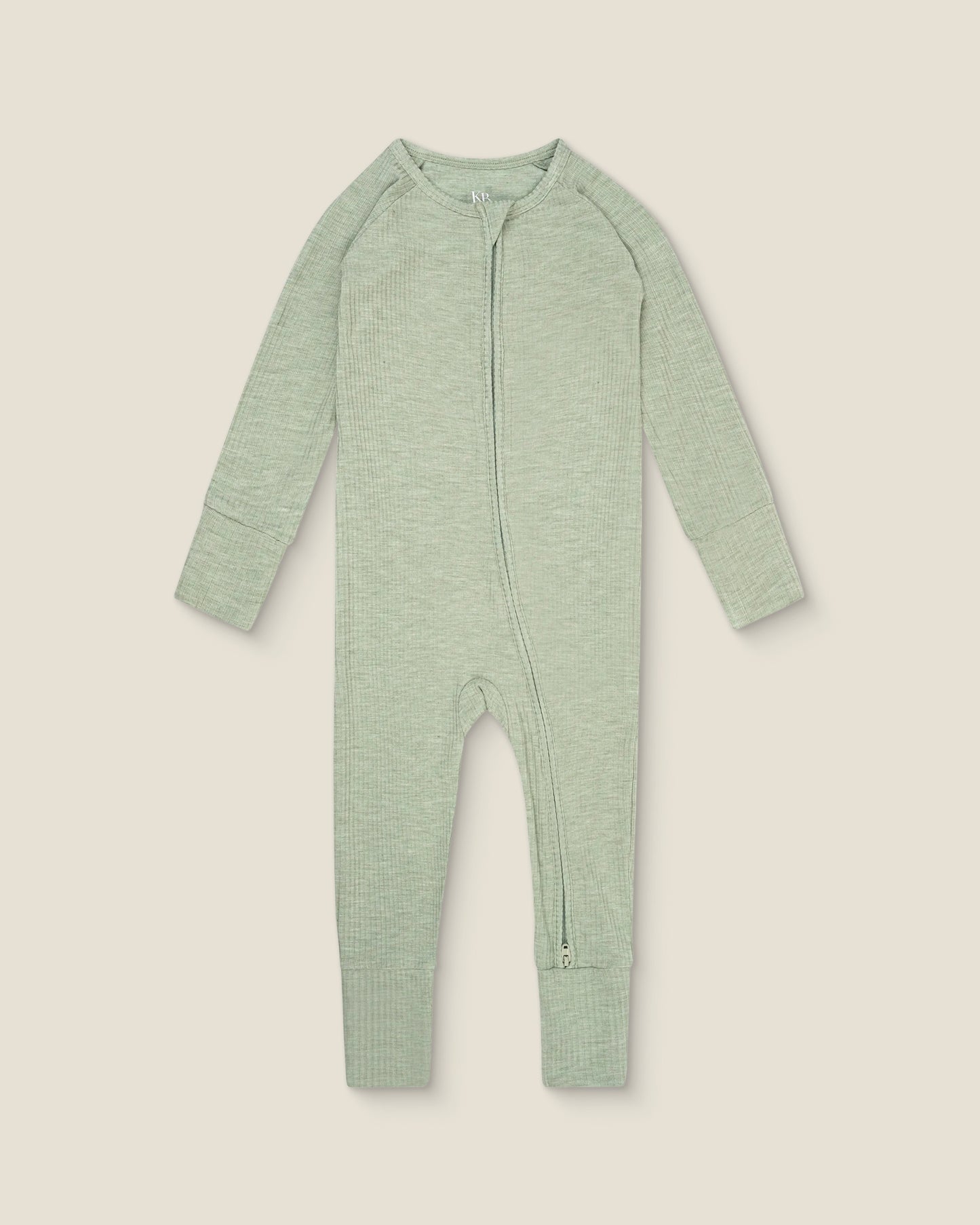 Ribbed Bamboo Baby Pajama in Sage Green