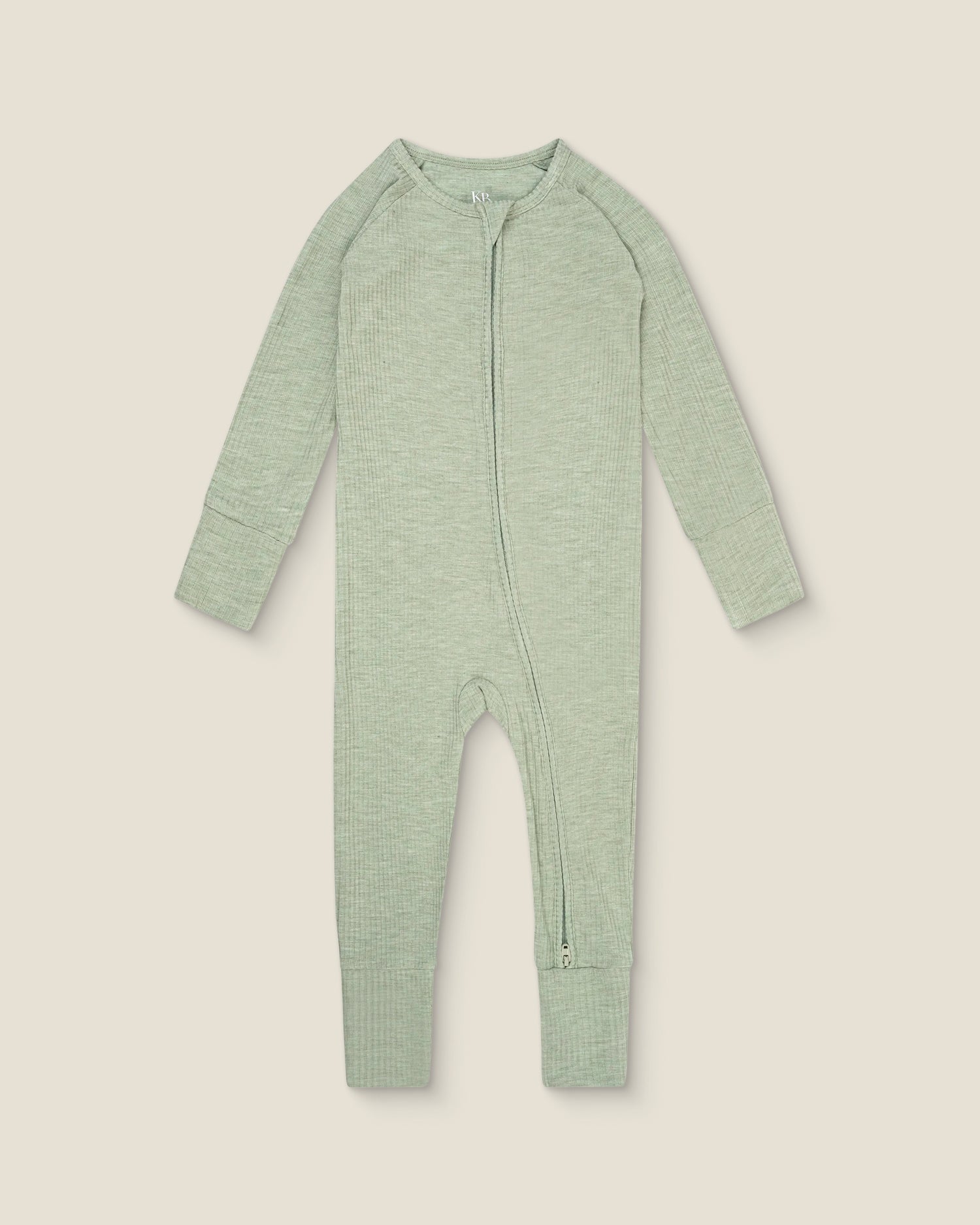 Ribbed Bamboo Baby Pajama in Sage Green