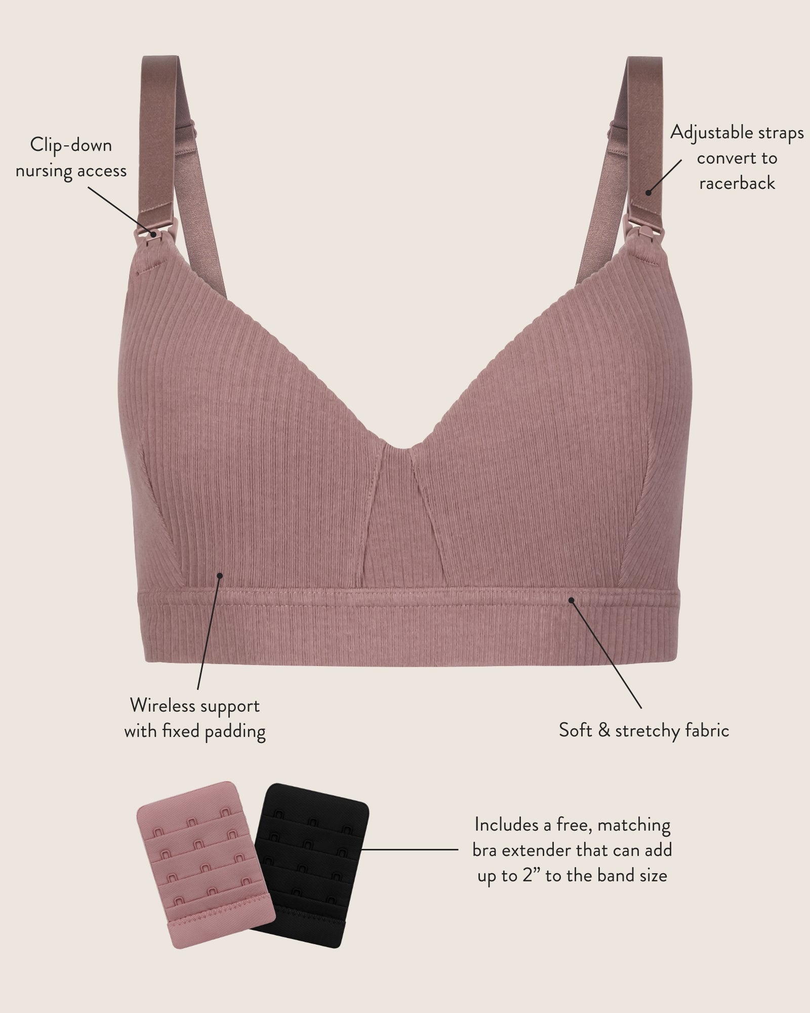 Flat lay image showcasing the special details of this bra.