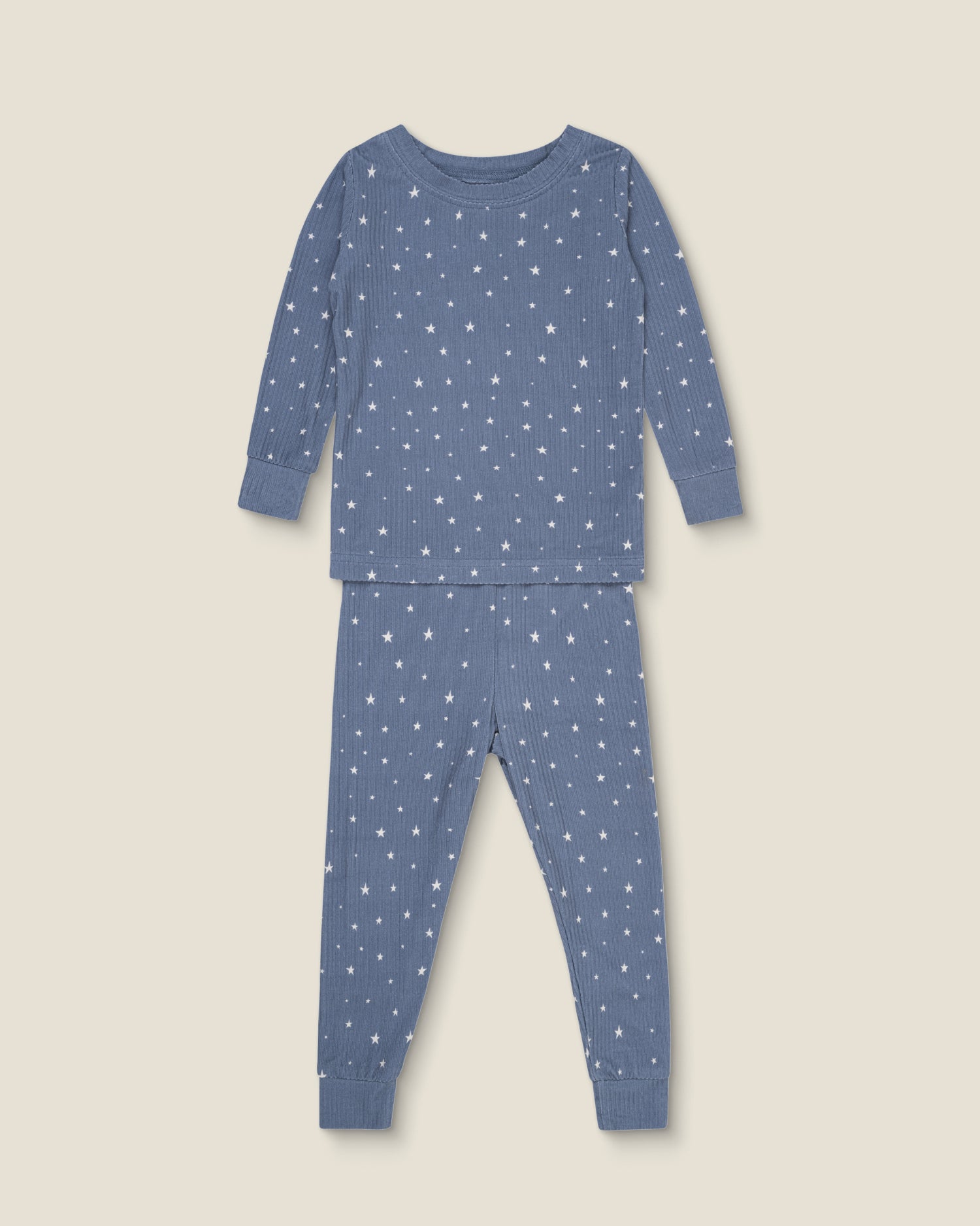Ribbed Bamboo Baby Pajama in Blue Stars