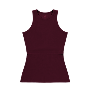 Maroon tank top with a skirt on a white background