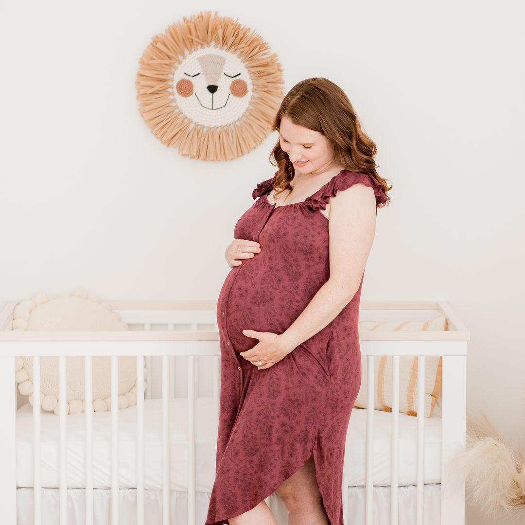 Ruffle Strap Labor & Delivery Gown | Spice Floral