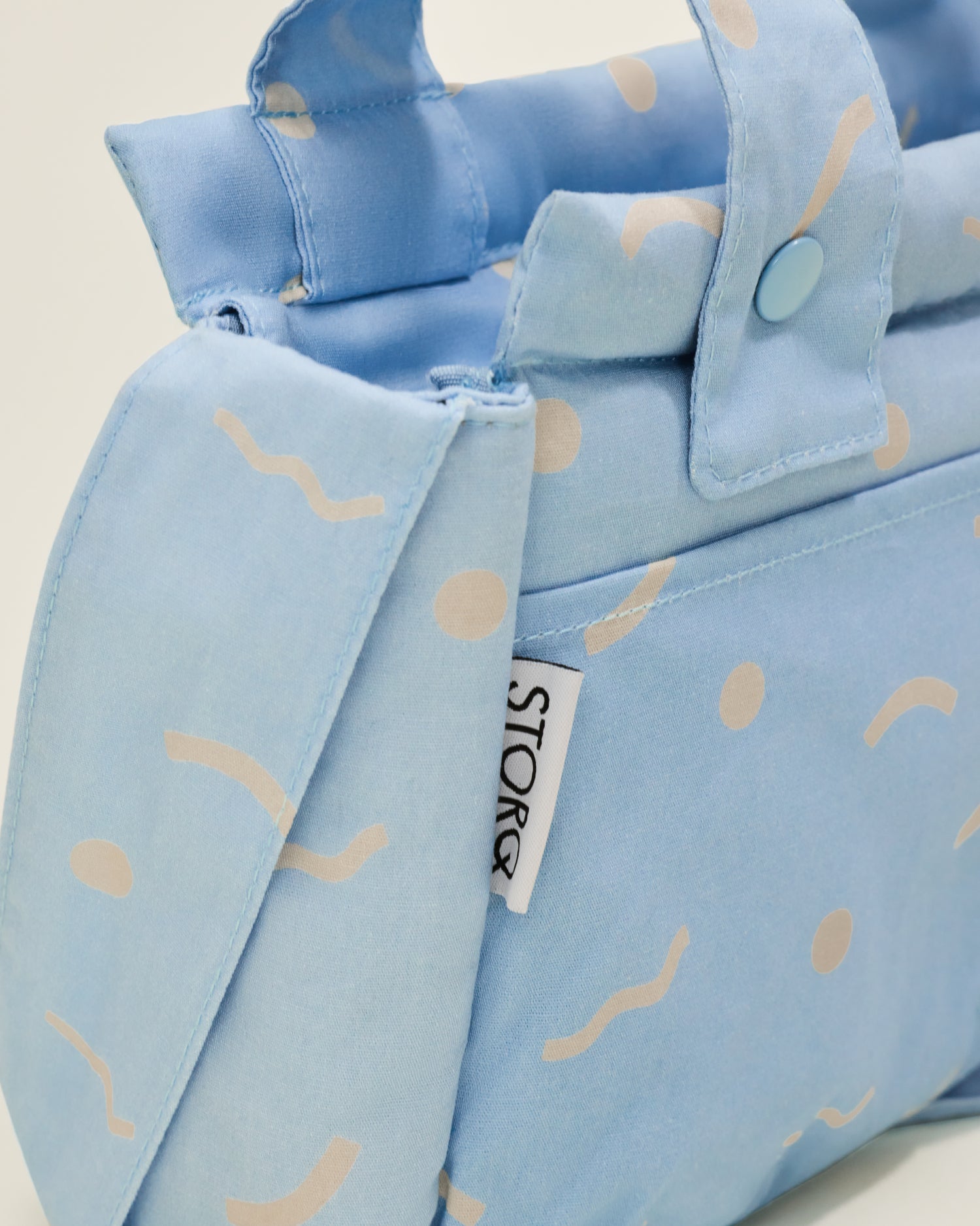 Close up of Stroller Party Caddy Bag in Sky Squiggles