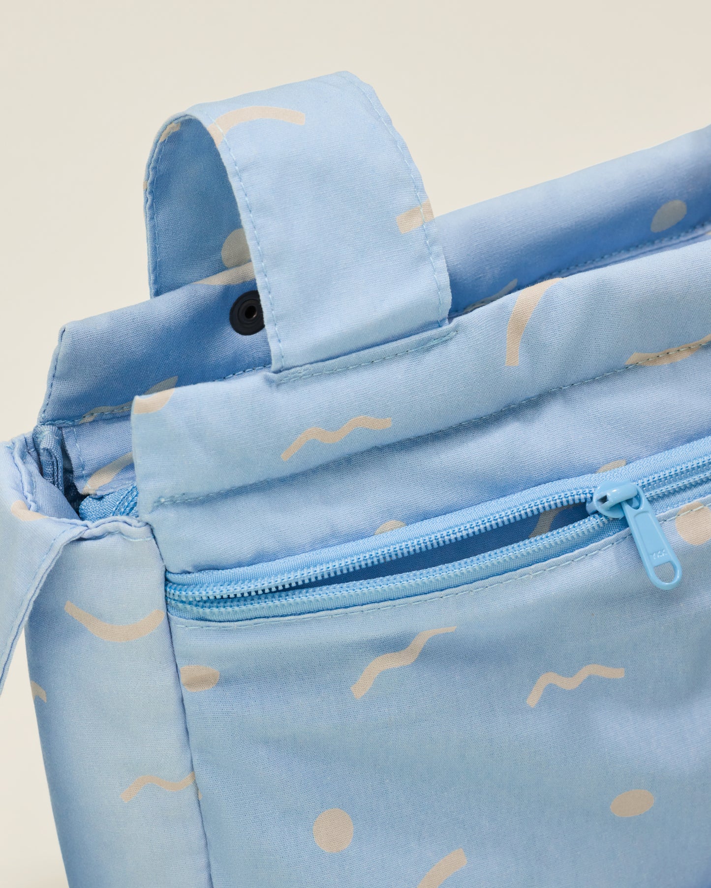 Close up of Stroller Party Caddy Bag in Sky Squiggles