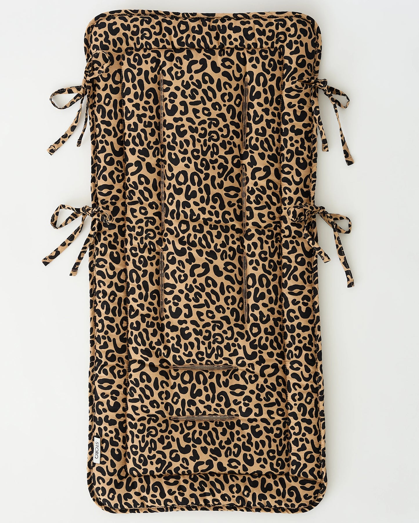 Stroller Party™ Seat Liner in Leopard on a beige background.