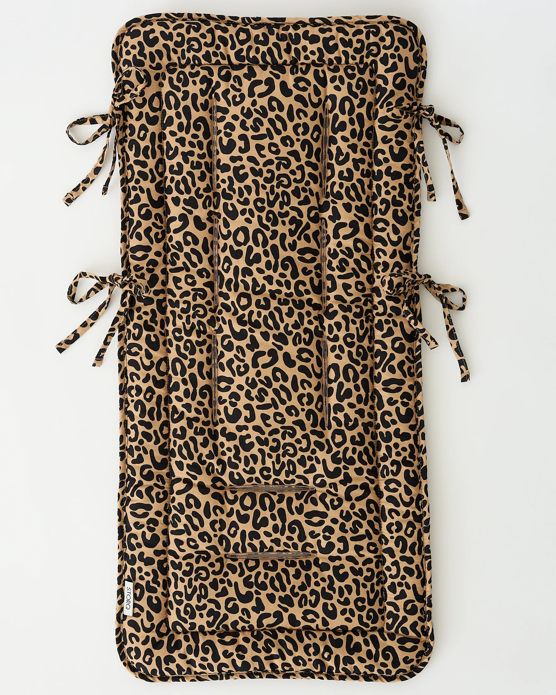 Stroller Party™ Seat Liner in Leopard on a beige background.