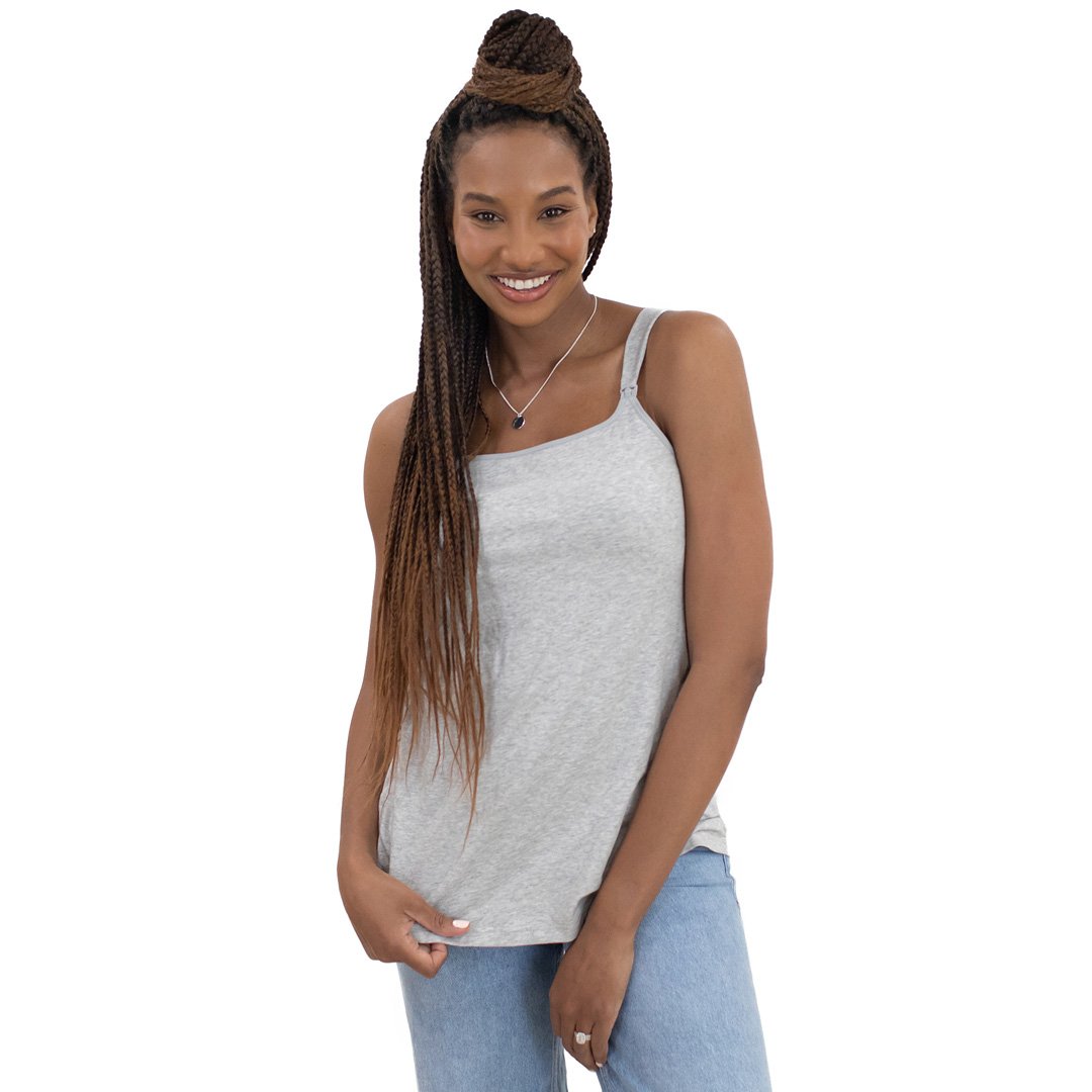 Signature Cotton Nursing & Maternity Tank | Grey Heather-Tops-Kindred Bravely