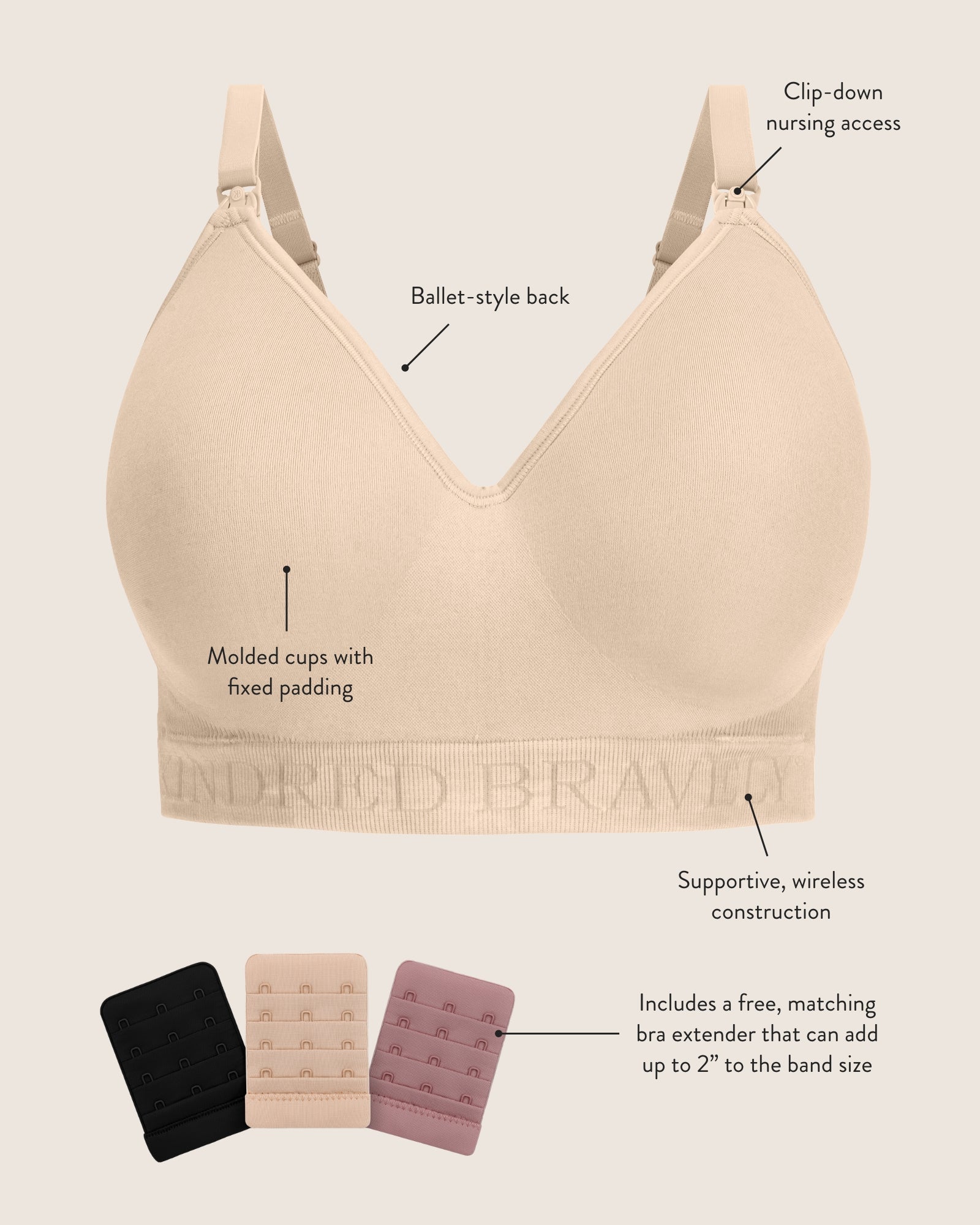 Diagram of the Signature Sublime® Contour Maternity & Nursing Bra in Beige