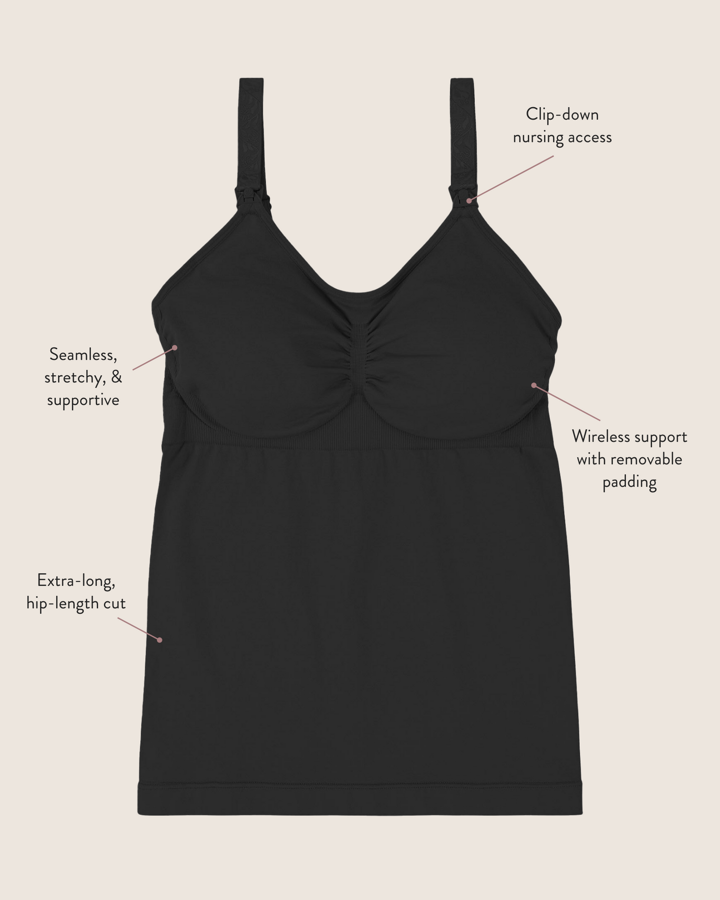 Simply Sublime Maternity Nursing Tank Black Kindred Bravely
