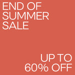 End of Summer Sale navigation image, white text on a terracotta background.