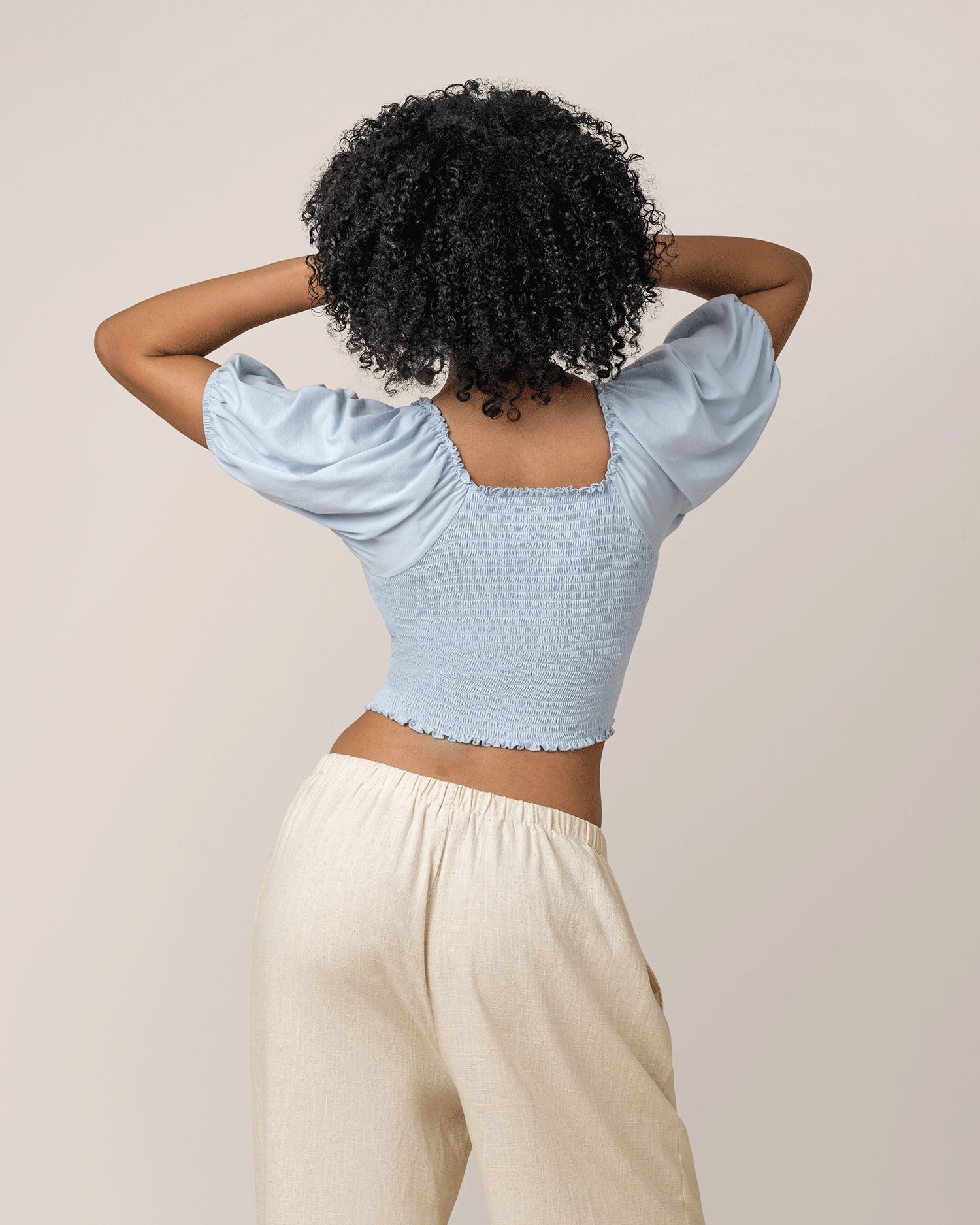 Sophia Smocked Cropped Nursing Top | French Blue - Kindred Bravely