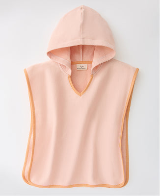 Organic Cotton Toddler Poncho Towel in Peach Whip on a white background.