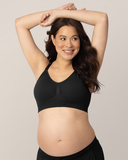 Woman wearing the Simply Sublime® Nursing Bra in Black @model_info:Vanessa is wearing a Small.