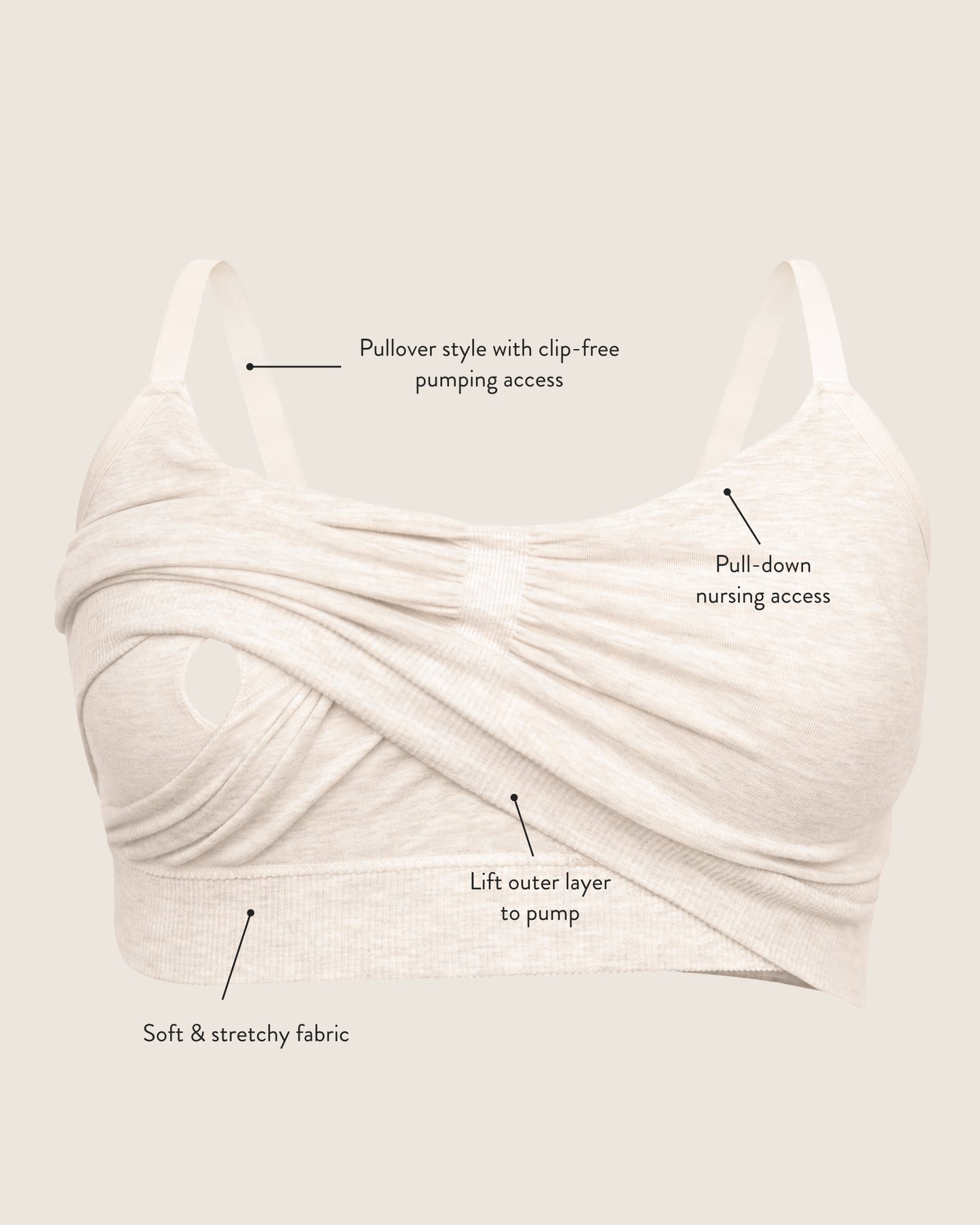 Diagram of the Sublime® Bamboo Hands-Free Pumping Lounge & Sleep Bra