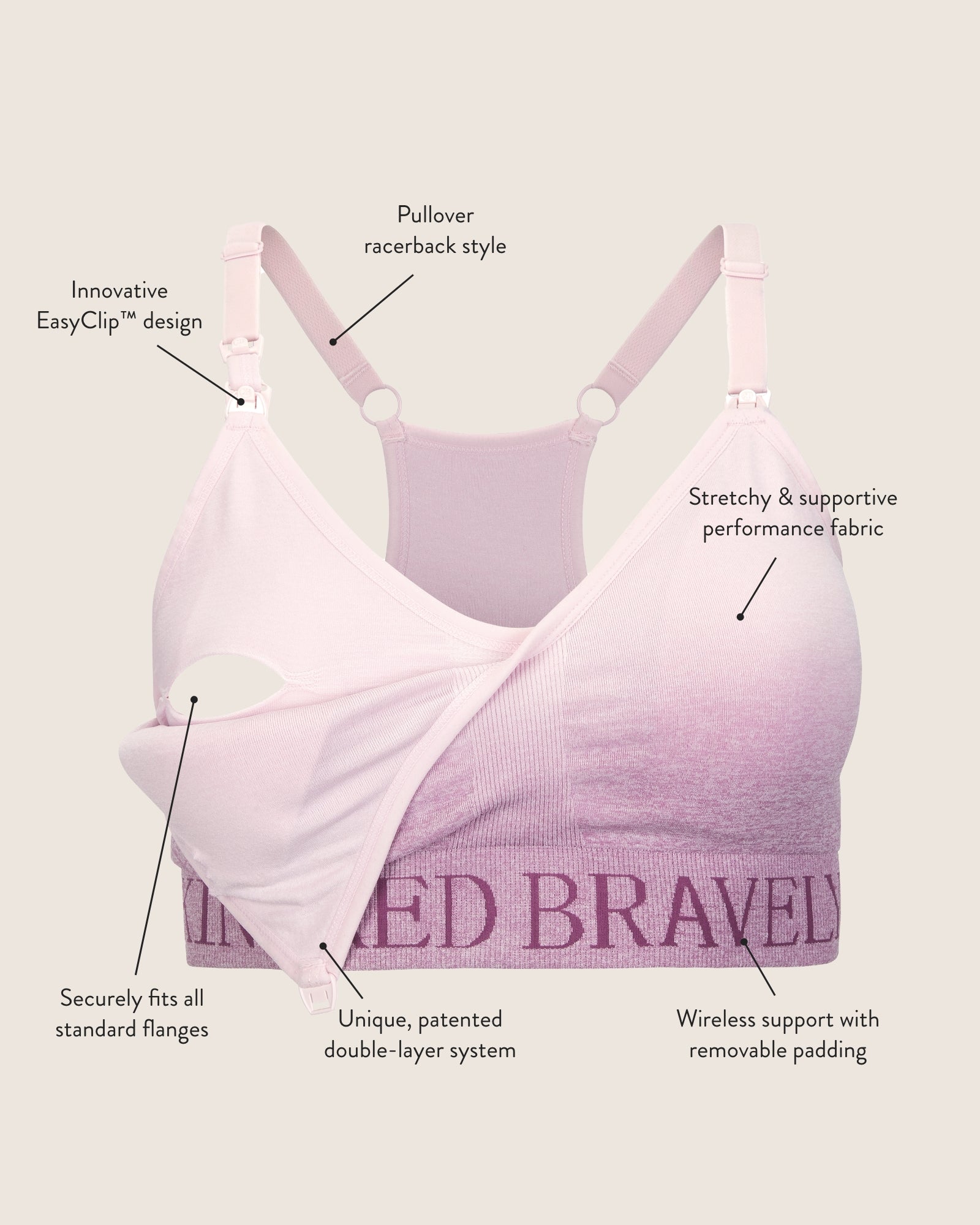 Sublime® Hands-Free Pumping Nursing Sports Bra Black Regular (B-D) XS