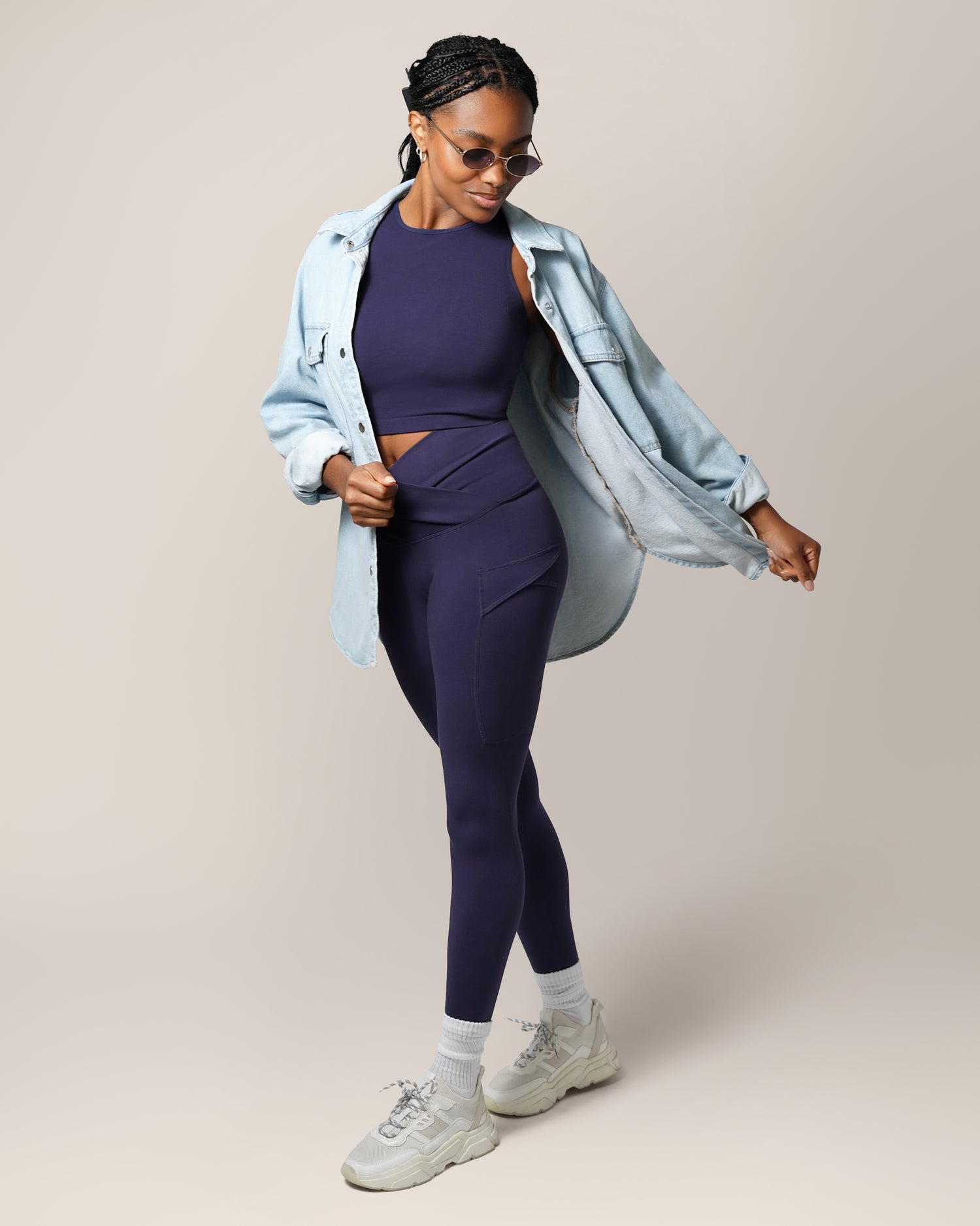 Sublime®️ Bamboo Maternity Postpartum Crossover Legging Navy