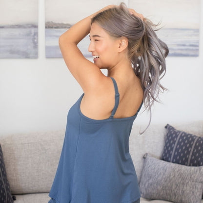 The Bamboo Lounge Around Tank | Slate Blue-Tops-Kindred Bravely