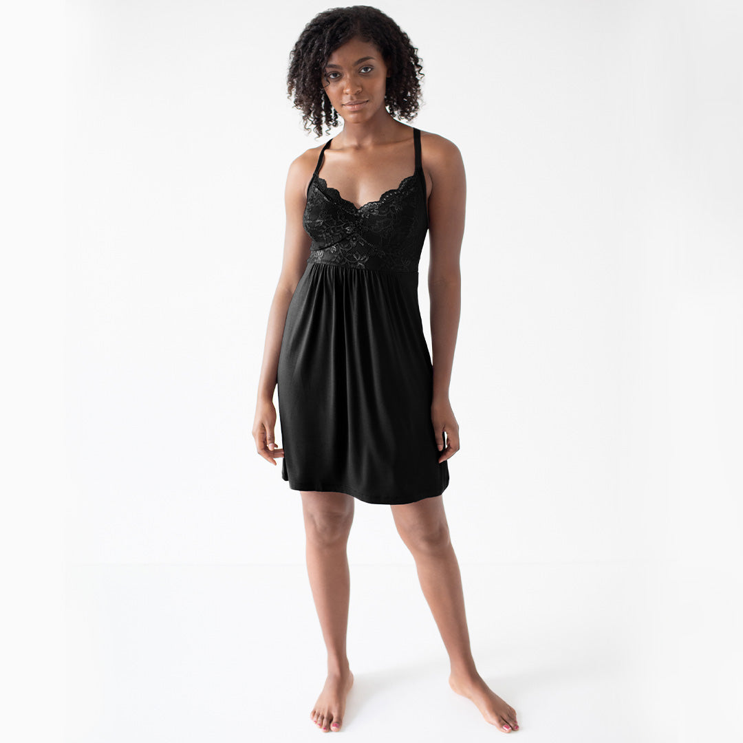 The Ella Lace Nightgown | Black-Pajamas-Kindred Bravely