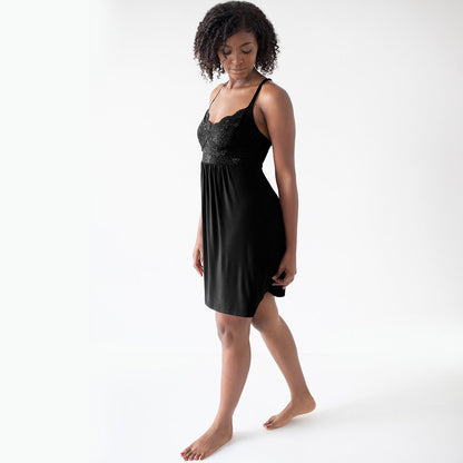 The Ella Lace Nightgown | Black-Pajamas-Kindred Bravely